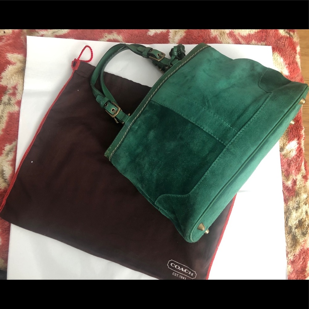 Coach Green Suede and Leather Purse